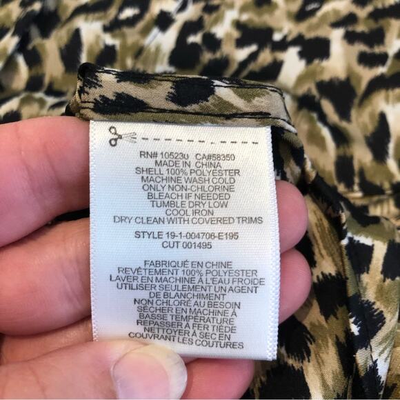 Equipment brown black tan leopard animal print button down top size Large - Picture 9 of 14